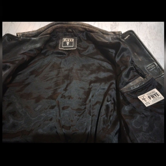 90s Frye classic rugged genuine leather trucker bomber jacket Men's Sz L - Picture 6 of 6